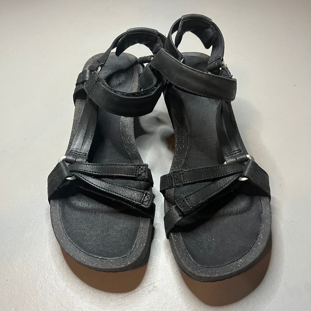 Teva Sandals Womens Size 9 Ysidro Universal Cork Wedge Black Ankle Strap